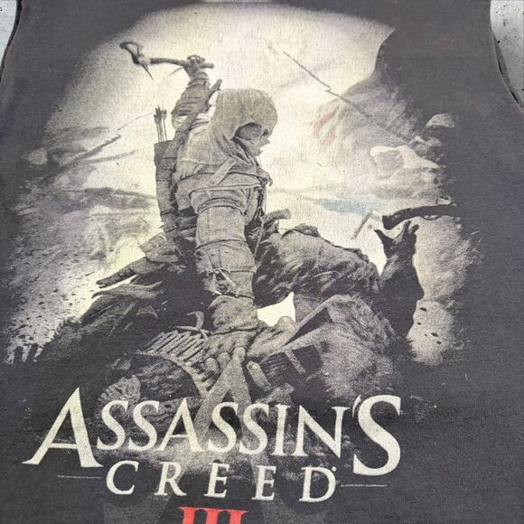 Assassin’s Creed III 2012 Promo Sleeveless Cutoff T-Shirt Black XL Ubisoft Gamer - Picture 7 of 10